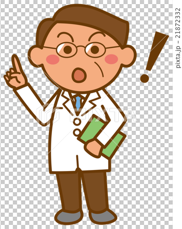注意喚起をしている医者のイメージイラストのイラスト素材