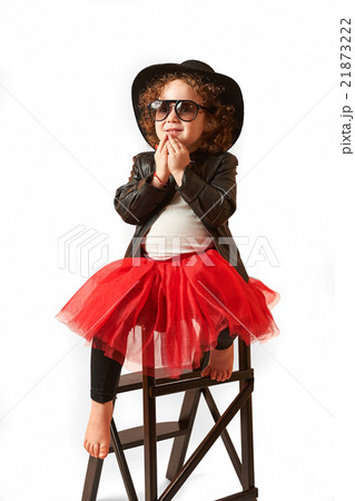Little Girl Fashion Model With Black Hat 21873222