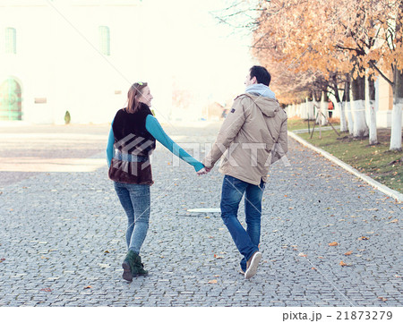 Young couple spring city, relax have fun, love Young couple spring city, relax have fun, love 21873279