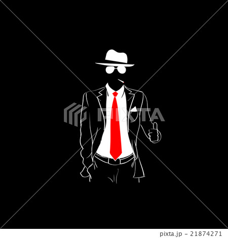 Man Silhouette Suit Red Tie Wear Glasses White Man Silhouette Suit Red Tie Wear Glasses White 21874271
