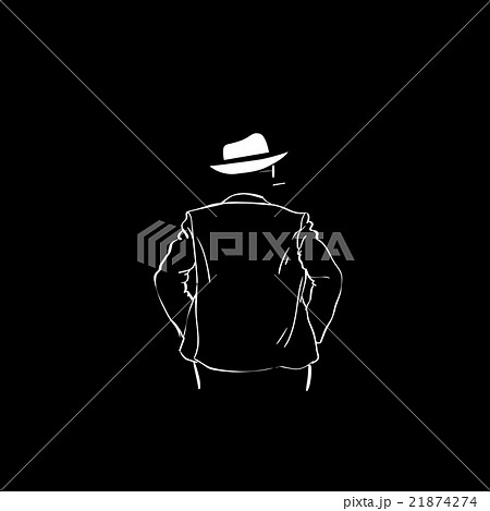Man Silhouette Suit White Hat Rear View Black 21874274