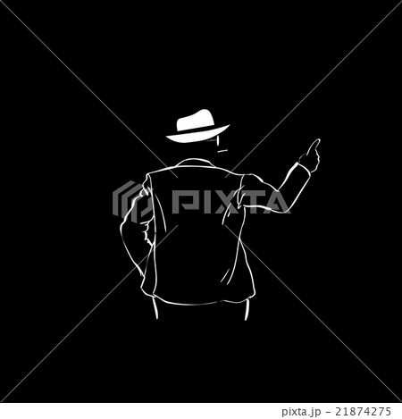Man Silhouette Suit White Hat Rear View Point 21874275