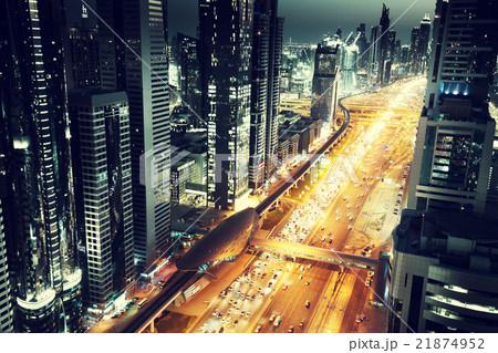 Dubai skyline in sunset time, United Arab Emirates Dubai skyline in sunset time, United Arab Emirates 21874952