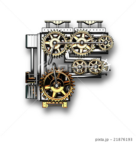 f isolated metal letter with gears on white f isolated metal letter with gears on white 21876193