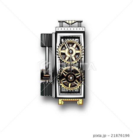 i isolated metal letter with gears on white  21876196