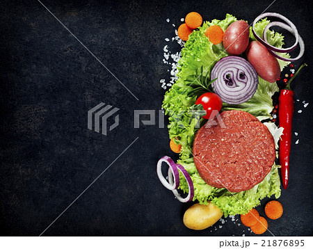Raw Ground beef meat Burger steak cutlets  21876895