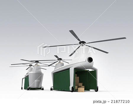 荷卸し中の貨物ドローン。オリジナルデザイン。 21877210