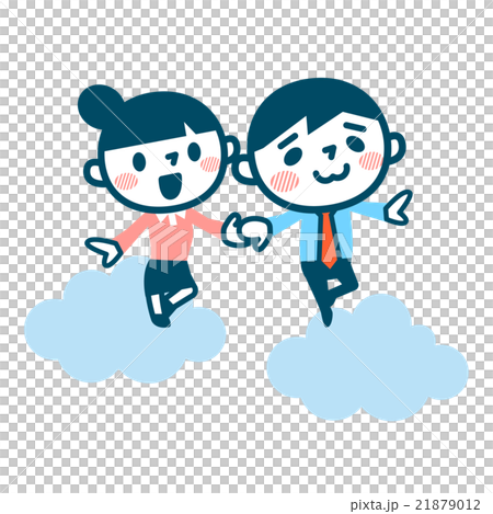 A couple who is on a date walking on a cloud 21879012