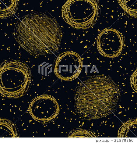 Golden hand drawn circles  seamless pattern 21879260