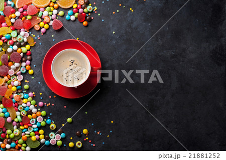 Candies, jelly and marmalade and coffee 21881252