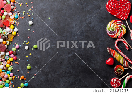 Colorful candies, jelly and marmalade over stone 21881253