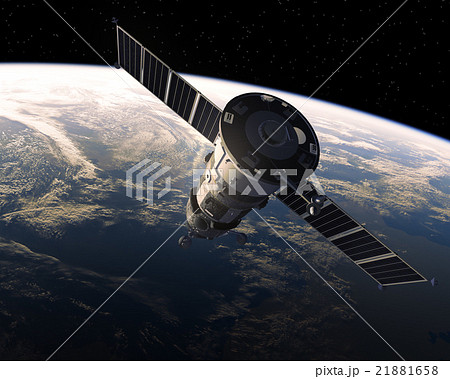 Cargo Spacecraft In Space. 3D Scene. 21881658