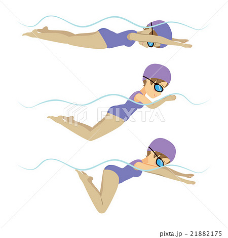 Swimming Woman Breaststroke Style Stock Illustration