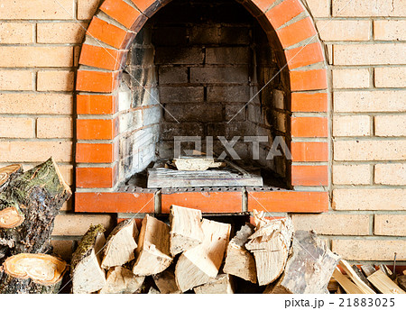 not kindled brick fireplace and firewoods not kindled brick fireplace and firewoods 21883025