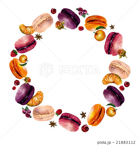 Watercolor Macaron Round Frame 21883112