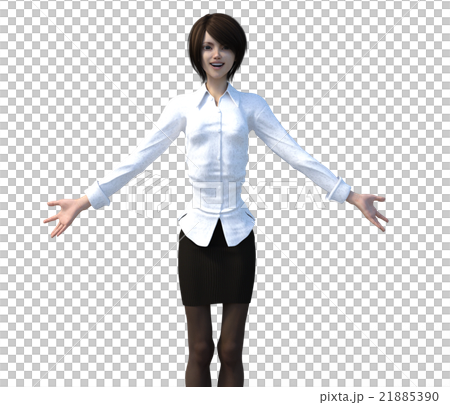 Business woman welcome pose perming3DCG illustration material 21885390