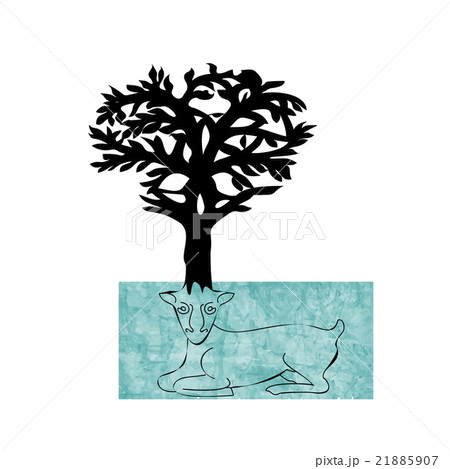 Stylized decorative image deer with horns of trees 21885907
