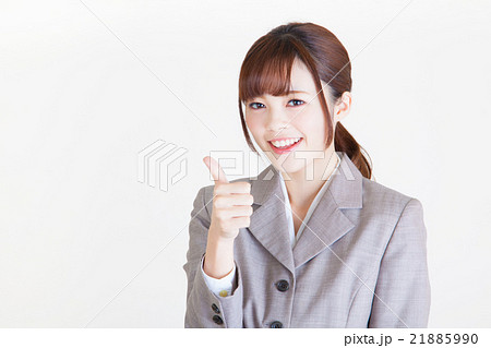 親指を立てる 女性社員 グッドの写真素材