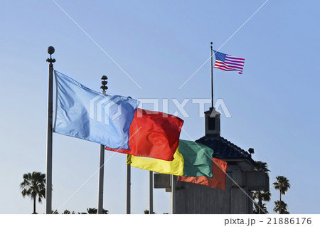 星条旗　色とりどりの旗　翩翻と翻る 21886176