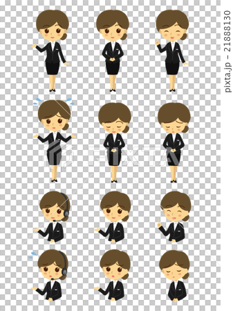 ホテル 式場などのスタッフの女性 全身 半身のイラスト素材