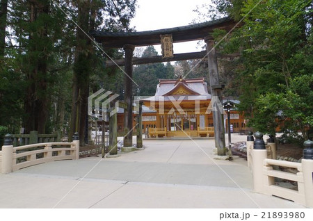 信州　安曇野　穂高神社　鳥居横　安曇野観光の中心的存在　古代海洋民族の安曇族が創始した神社 21893980
