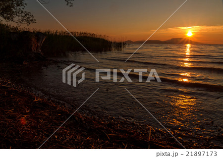 Beautiful sunrise over the lake Balaton of Hungary 21897173