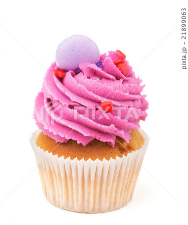 cupcake with pink buttercream isolated on white 21899063