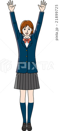 バンザイする女子学生 21899725