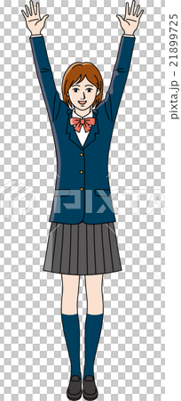 バンザイする女子学生 21899725
