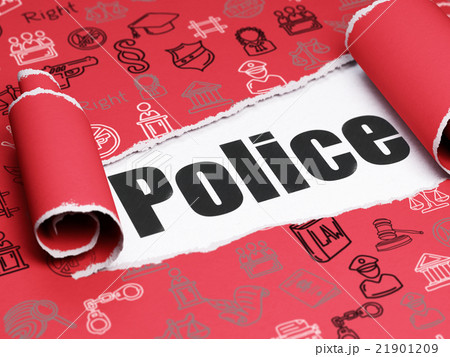 Law concept: black text Police under the piece of 21901209