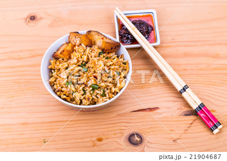 Delicious Chinese spicy fried rice with roast pork Delicious Chinese spicy fried rice with roast pork 21904687
