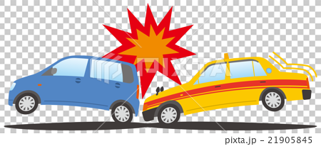 追突事故 タクシーが乗用車へのイラスト素材