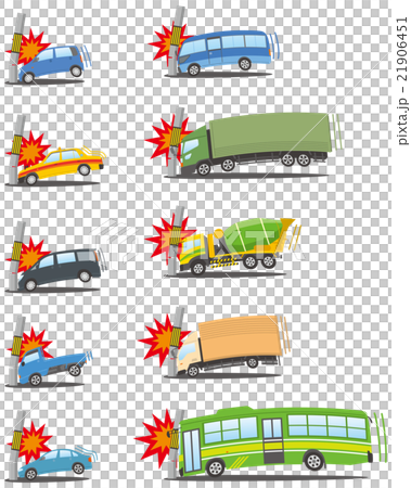 電柱へ激突する車セット 電柱へ激突する車セット 21906451