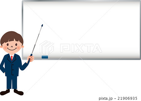指し棒を持ちホワイトボードで説明するスーツ姿の男の子 21906935