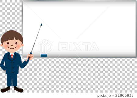 指し棒を持ちホワイトボードで説明するスーツ姿の男の子 21906935