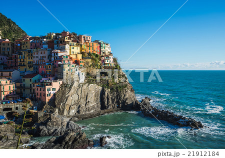 Scenic view of Manarola village and the sea in Scenic view of Manarola village and the sea in 21912184