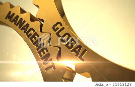 Golden Cog Gears with Global Management Concept. 21915128