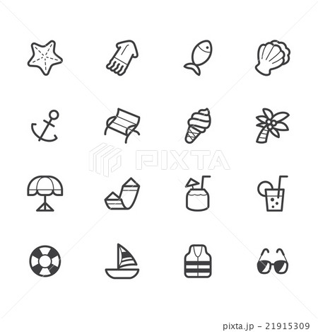 beach holiday element vector black icon set beach holiday element vector black icon set 21915309