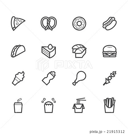 fast food black icon set on white background 21915312