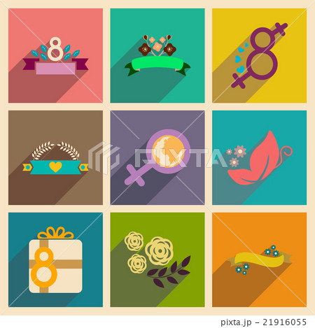 Concept of flat icons with long shadow women's Day 21916055