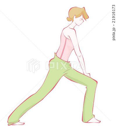 ストレッチ画像イラスト 運動 女性 全身 全体のイラスト素材