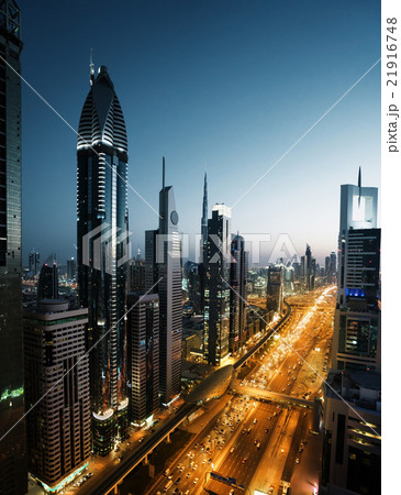Dubai skyline in sunset time, United Arab Emirates Dubai skyline in sunset time, United Arab Emirates 21916748