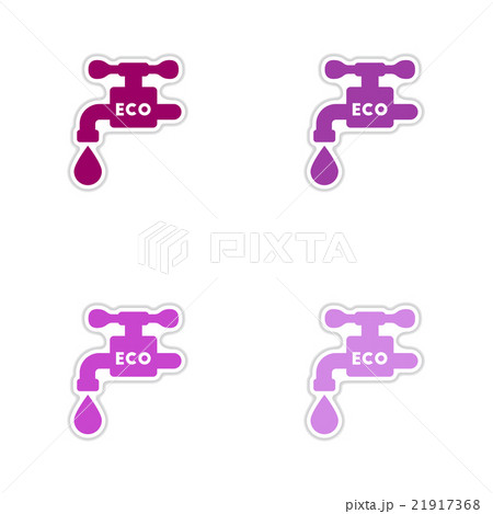 Set of paper stickers on white background water 21917368