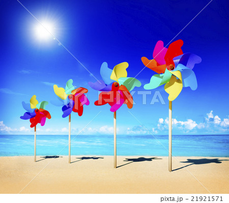 Pinwheels On The Beach Blowing Sunshine Concept 21921571