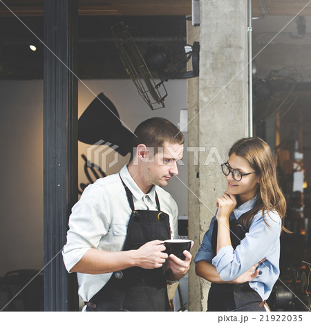 Barista Partner Working Coffee Shop Concept Barista Partner Working Coffee Shop Concept 21922035