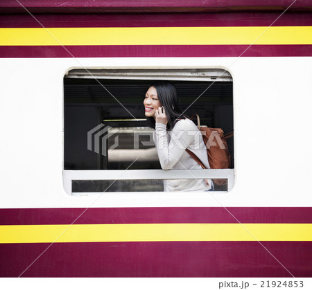 Asian Lady Traveling Commute Train Concept Asian Lady Traveling Commute Train Concept 21924853