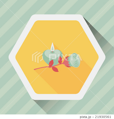 Valentine's Day candle and flower flat icon with long shadow,eps Valentine's Day candle and flower flat icon with long shadow,eps 21930561