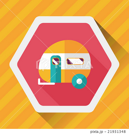 Travel trailer flat icon with long shadow 21931348