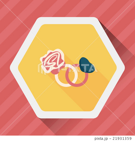 Valentine's Day diamond ring flat icon with long shadow,eps10 21931359