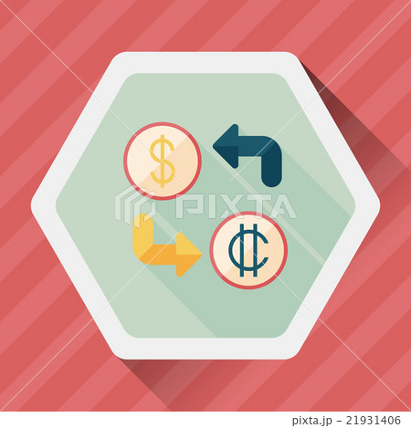 Currency exchange flat icon with long shadow Currency exchange flat icon with long shadow 21931406